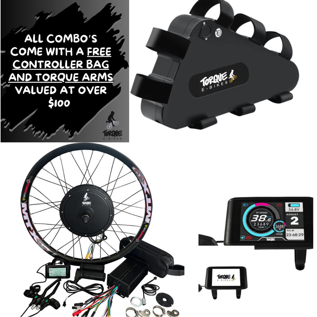 Torque E-Bikes 2000W Motor & 52V Battery combo - Torque Arms and Controller bag included