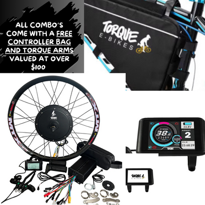 Torque E-Bikes 3000W Motor & 72V Battery Combo - Torque Arms and Controller bag included